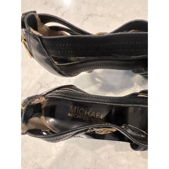 Michael Kors Women’s Back Zip‎ Karina Cross-Strap Cone Heels Party Size 7M Black - Picture 6 of 6